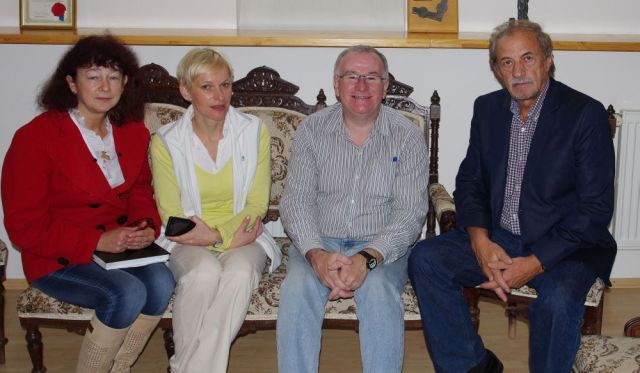 At the Technical Museum in Kosice.  Left to Right: Magdalena Semanova (Planetarium Manager), Zuzana Sullova (Deputy Director); Martin George (IPS Chair of Internaitonal Relations), and Eugen Labanic (Director)   Photo Credit: Technical Museum, Kosice